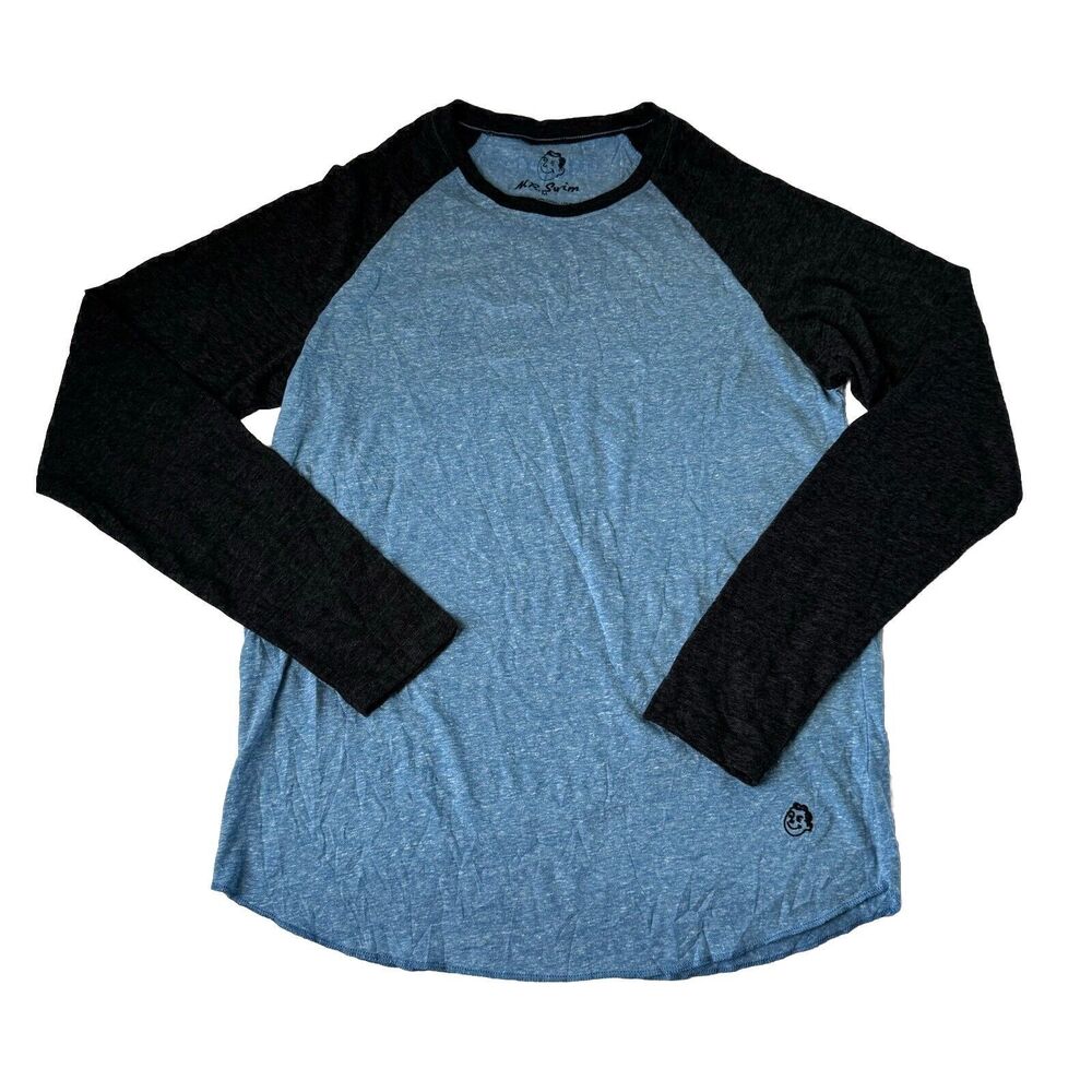 Mr. Swim Raglan Heather Blue Black Tee Medium